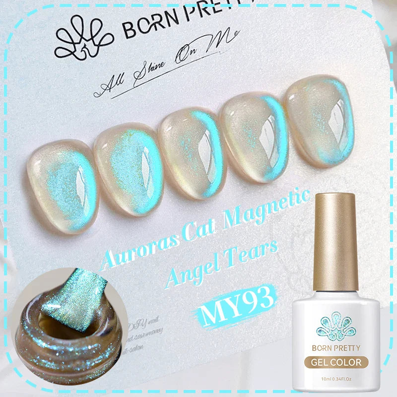 BORN PRETTY 10ml Black Glass Cat Magnetic Gel Nail Polish Ultra Shine Gold Silver Glitter Soak Off UV LED Gel Nail Art Varnish