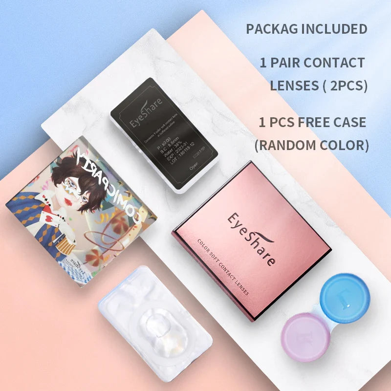 1 Pair Colored Contact Lenses Pink Contact Lenses Purple Fashion Makeup Contact Lenses Eye Cosplay Lenses Yearly Use