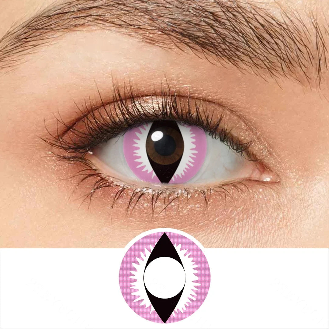 Yearly Use Halloween Contact Lenses For Cosplay Contact Lens Dragon Eye Lens Red/Pink Color Contact Lenses 14.0mm 8.5mm