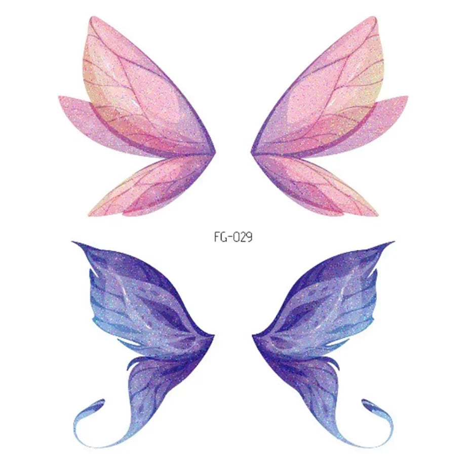 Shiny Butterfly Tattoo Stickers Temporary & Waterproof Removable Winged Animals Pattern Tattoos Insect Flase Tattoo for Party