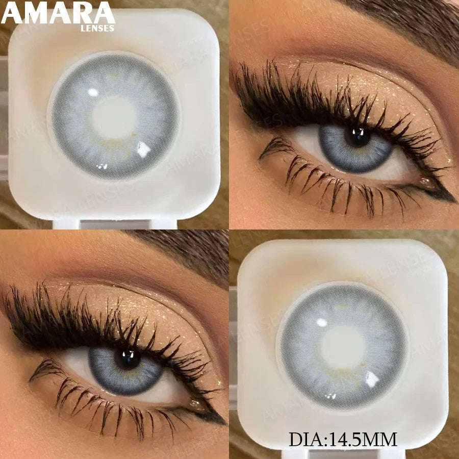 1 pair New Baby Blue Contact Lenses for Eyes Natural Brown Pupils Cosmetic Grey Lenses Green Lens Yearly Big Eyes 14.5mm