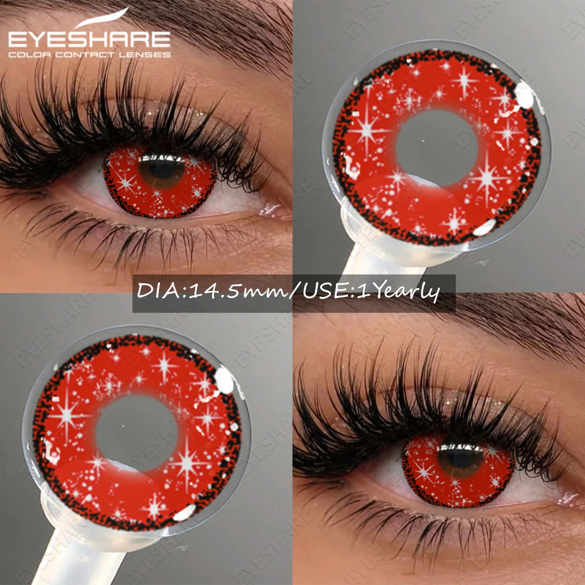 Color Contact Lenses for Halloween Vampire Cosplay Cosmetic Contact Lens Anime Lenses with Red Pupils for Parties Year