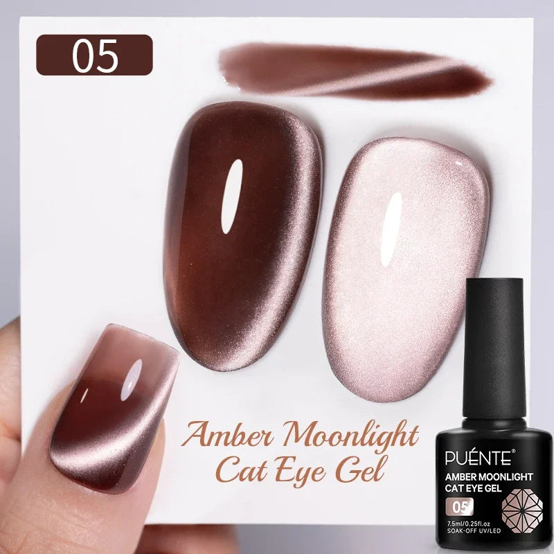 7.5ML Amber Moonlight Cat Magnetic Gel Nail Polish WaterLight Cat Eye Gel Soak Off Semi-Permanent Nail Art Varnish For Manicure