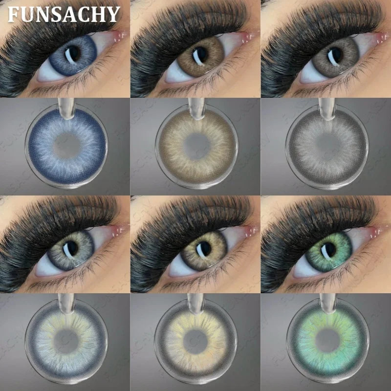 1 Pair New Colored Contact Lenses for Eyes Brown Graduated Fashion Gray Eyes Lenses Yearly Beauty Makeup Lens Women