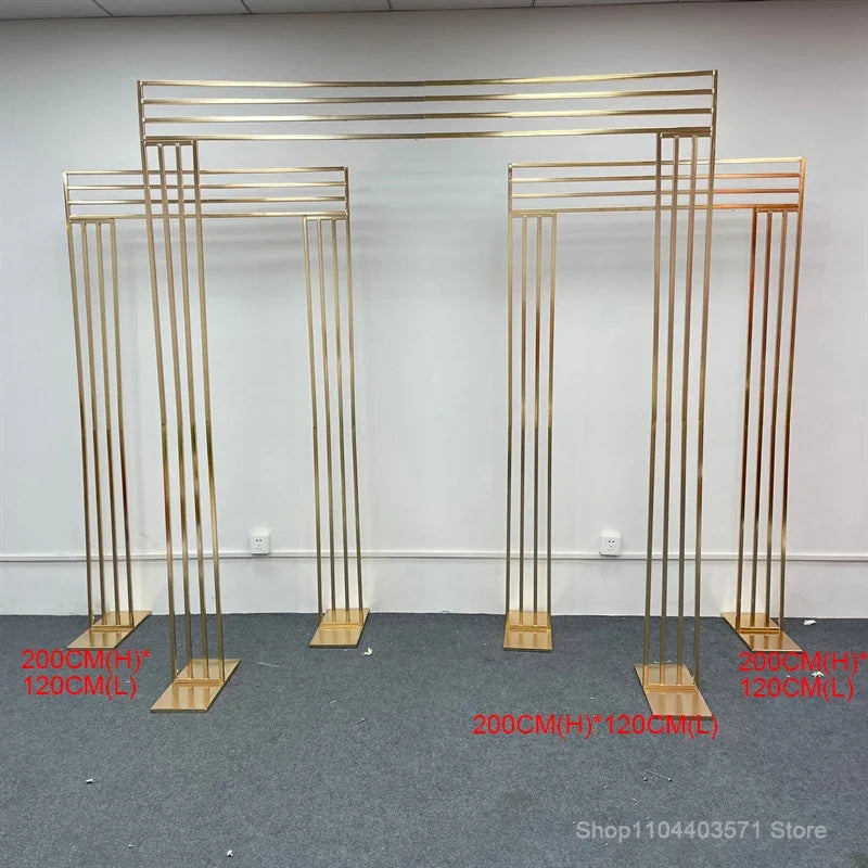 1pcs/3pcs Shining Gold Mirror Chuppah Acrylic Backdrop Stand for Wedding Decoration Flower Stand Walkway Pillar 2M/2.4M Tall