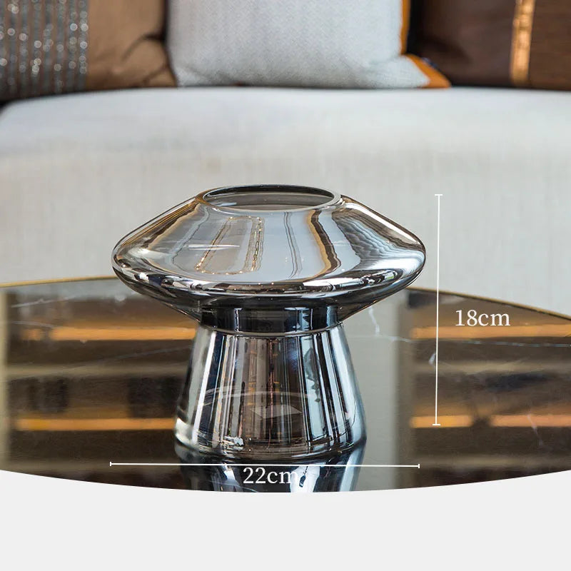 Mushroom Shape Glass Vase Plating Craft Flower Pot Modern Hydroponics Floral Arrangement Flowers Home Decoration