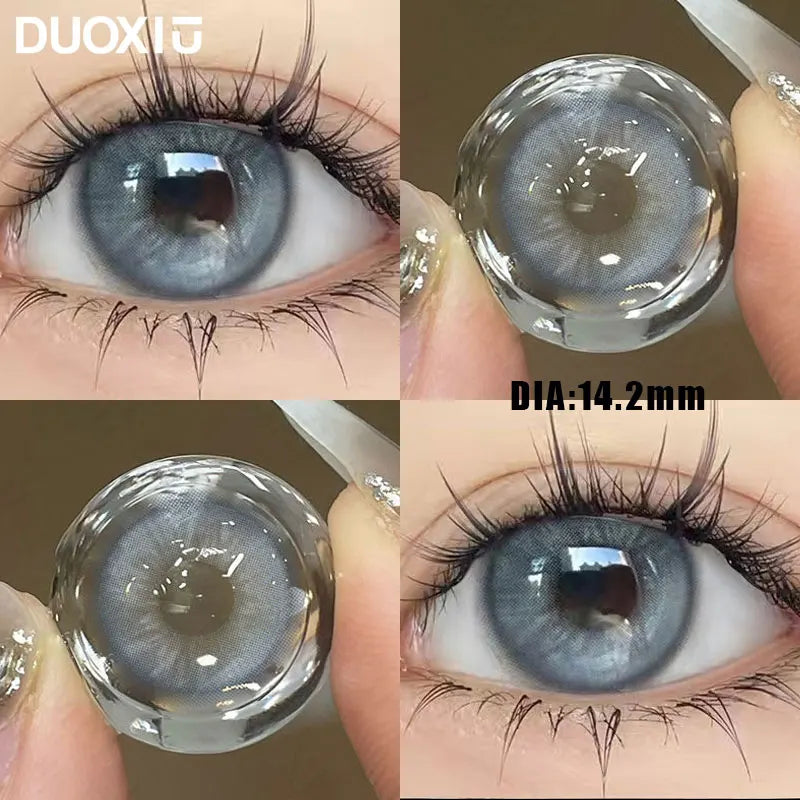 1Pair Color Contact Lenses New Product Lan Cat Sclera Blue Green Lenses Degree Prescription -0.00 to -8.00 Beauty Pupils