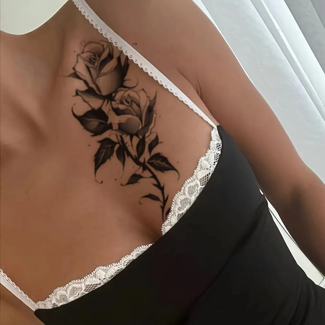 2 Sheets Waterproof Temporary Tattoo Sticker Butterfly Flower Rose Fake Tatto Flash Tatoo Shin For Girl Women Body Art Tattoos