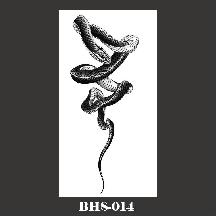 Black Snake Temporary Tattoo Stickers for Women Men Body Waist Waterproof Fake Tattoo Dark Wine Big Size Snake Tattoo New