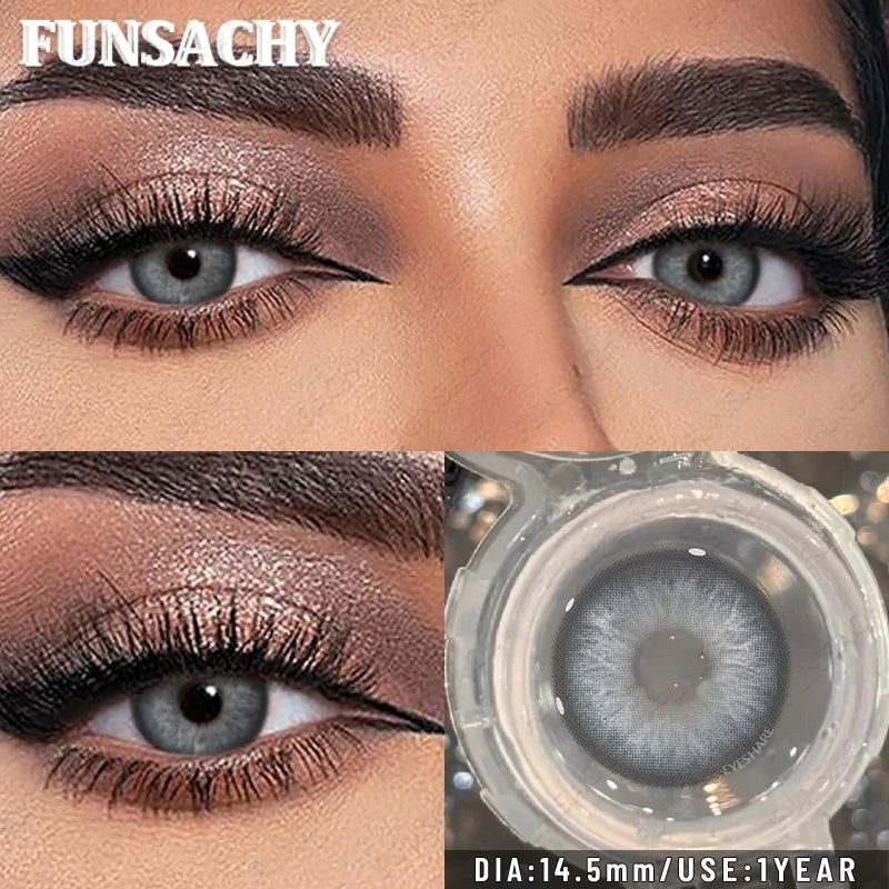 1 Pair Blue Color Contact Lenses for Eyes Women Makeup Pupils Natural Brown Gray Contact Lenses Beautiful Pupils Yearly