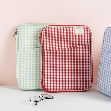 Korean Ins Style Plaid Laptop Sleeve 13 Inch Shockproof Padded Protective Tablet Sleeve For Macbook Notebook Computer Carrying