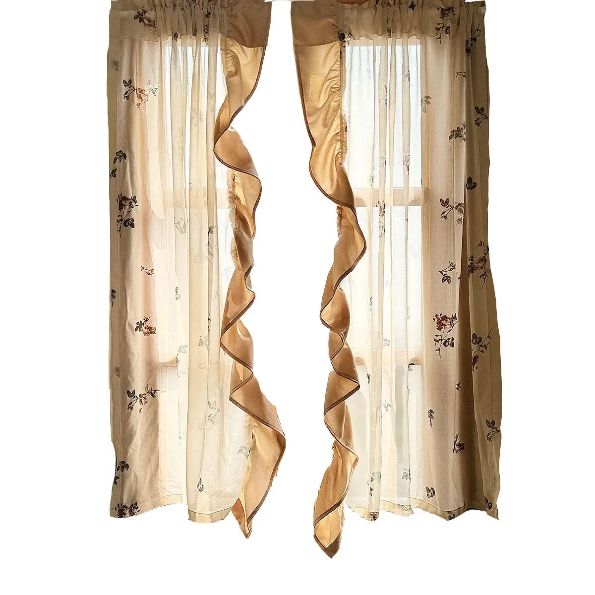 Romantic Style Roses Pattern Ruffle Curtain Enclosure Kitchen Door Curtains Cafe Living Room Window Kitchen Curtain Decoration