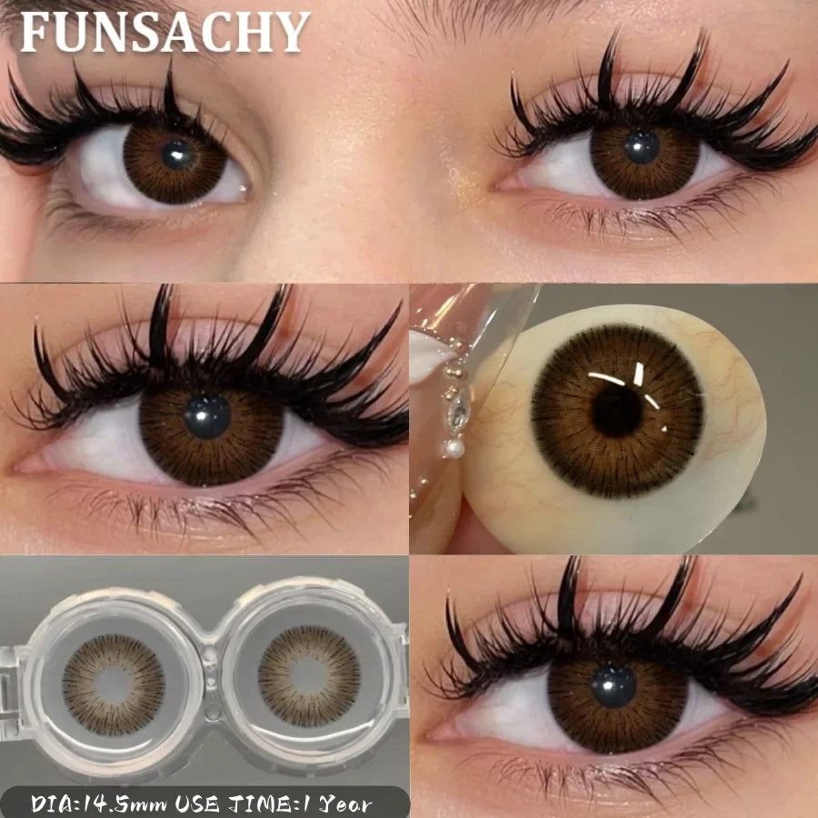 1 Pair Color Contact Eye Color Lenses Makeup Natural Black Lens Cosmetic Brown Eyes Lenses Woman Makeup Beauty Softlens