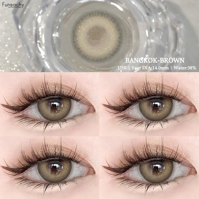 1Pair Natural Brown Contact Lenses for Eyes Colored Lenses Gray Pupils Big Eye Lenses Fashion Beauty Contacts Yearly