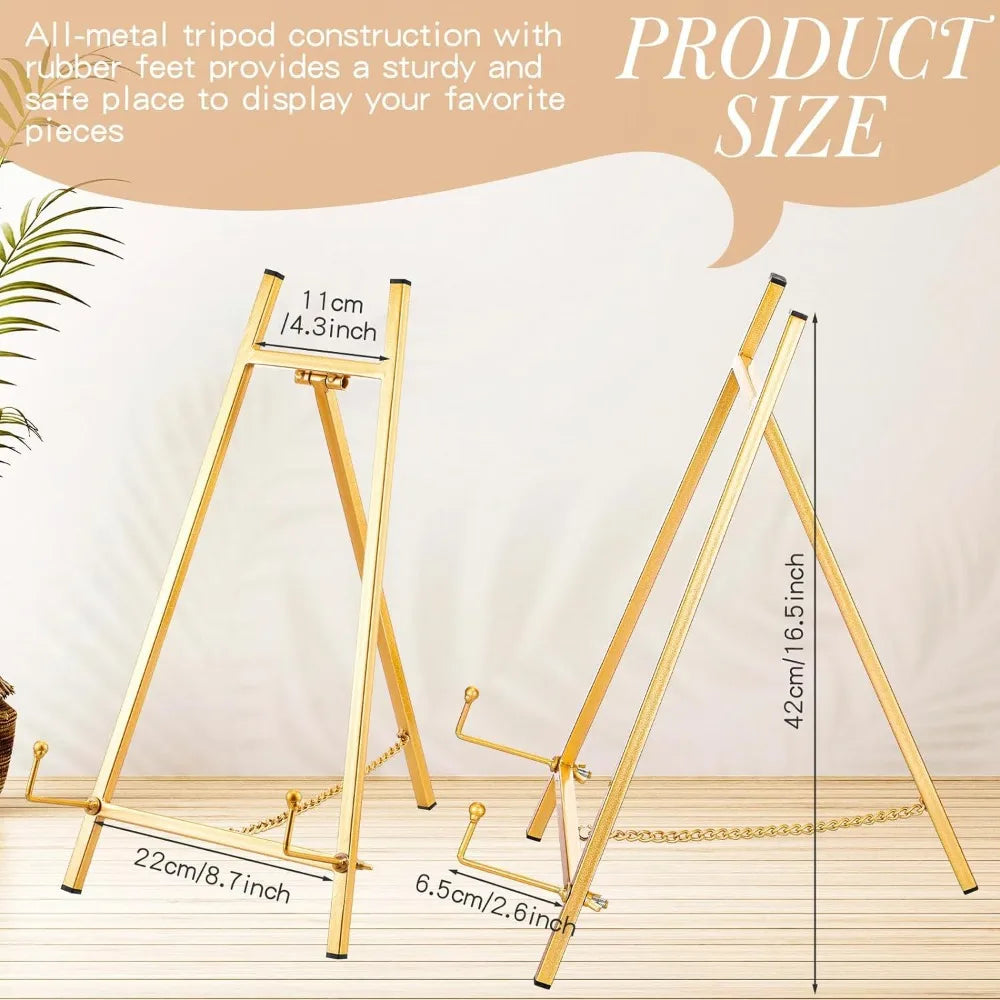 Durable Metal Easel Stand Elegant Foldable Display Easels Multifunctional Stable Table Top Easel Stand for Wedding Sign