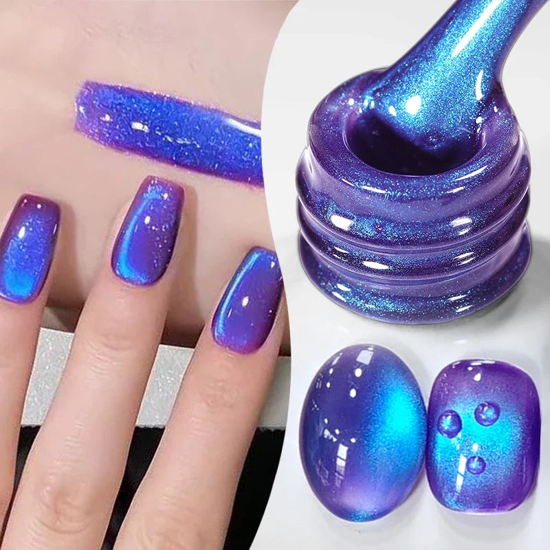 10ml Only Green Glass Bead Cat Magnetic Gel Nail Polish Guava Soda Grape Iced Crystal Salon Soak Off Gel Manicure