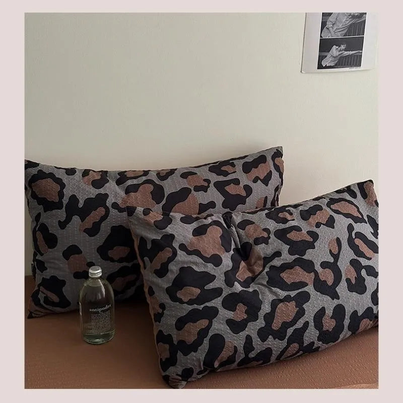 3/4Pcs Bedding Set Leopard Print Bed Sheet Duvet Cover Pillowcase Beddings Sets Full Double Four-Season Muslin Three-Piece Set