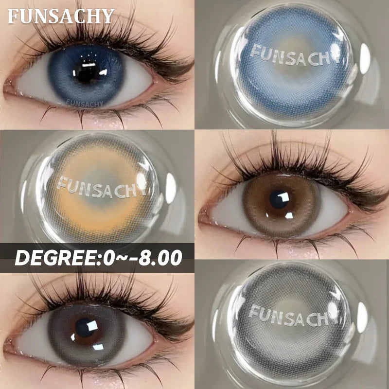 1 Pair Myopia 0~-8.00 Degree Color Contact Lenses for Eyes Natural Lenses with Prescription Diopter Eye Contacts Yearly