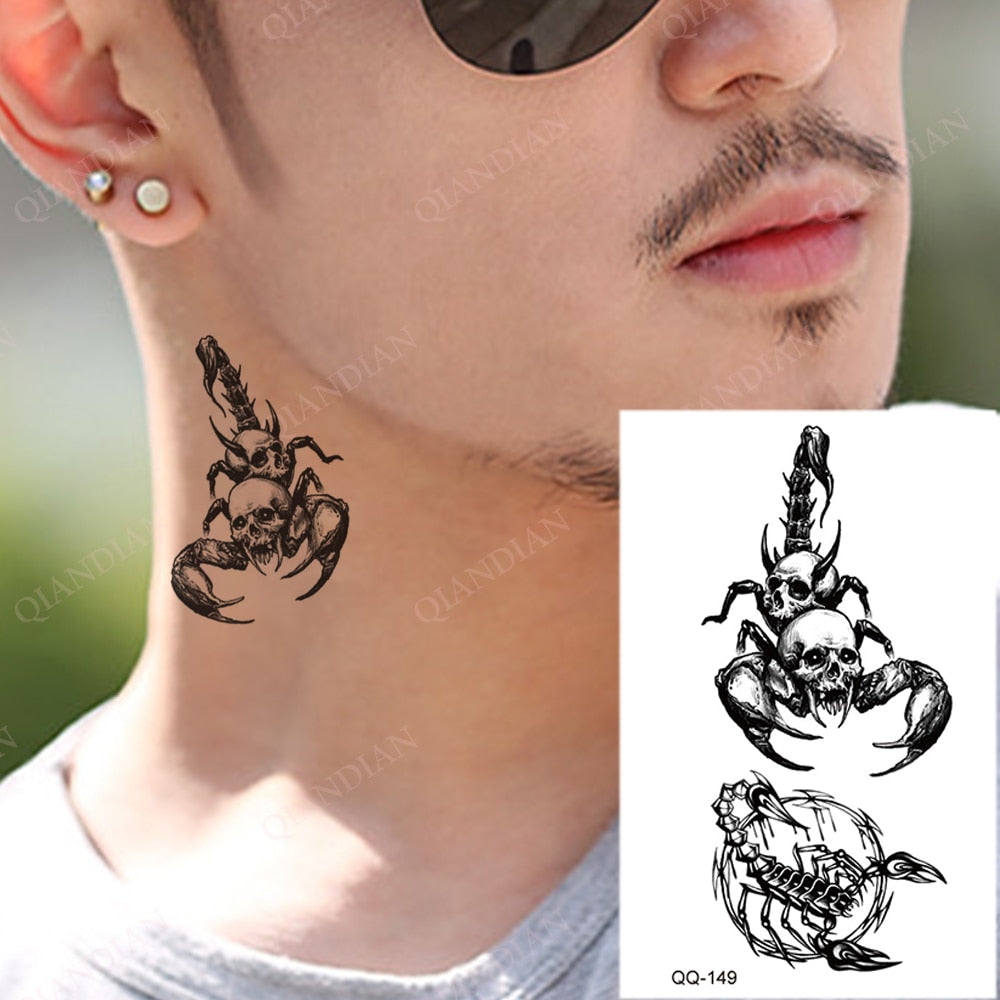 Waterproof Temporary Tattoo Stickers Butterfly Snake Rose Flower Gun Dark Flash Small Women Body Art Wrist Neck Fake Tattoos Men