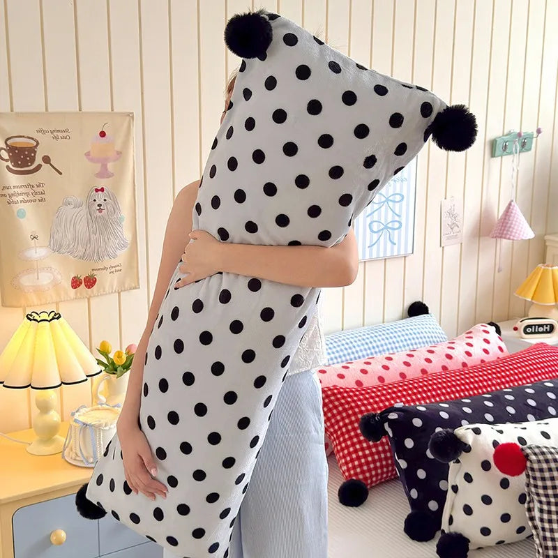 1PC 40x115cm INS Plush Long Milk Velvet Pillow Case for Women Sleeping Side Soft Pom-pom Ball Pillowcase Cover Home Decoration