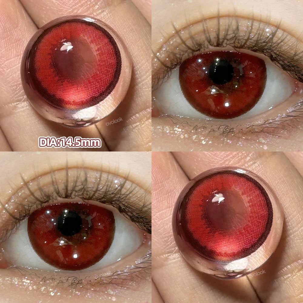 1pair New Fashion Cosplay Contact Lenses for Eyes Red Lenses Halloween Beauty Brown Lenses Myopia Color Contact Lenses