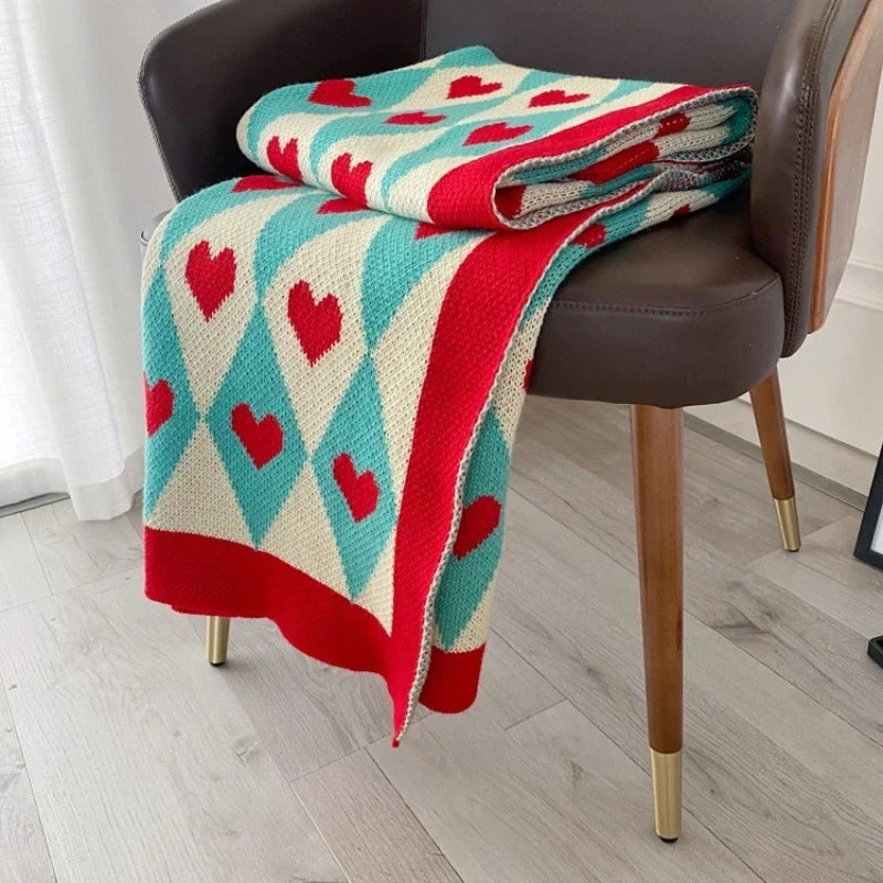 Luxury Sofa Throw Blanket for Women Summer Fall Cute Love Shawl Blanket Home Office Nap Blanket Living Room Feel Bed End Cover