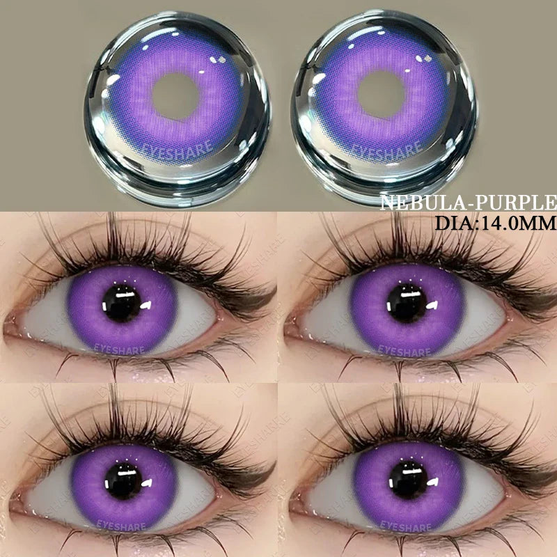 Colored Contact Lenses 2pcs Purple Contact Lenses Anime Cosplay Contact Eye Lenses Halloween Beauty Makeup Color Lens
