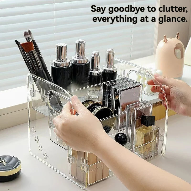 1pc/Transparent Acrylic Cosmetic Organizer, Desktop Drawer-Style Compartmentalized Storage Box