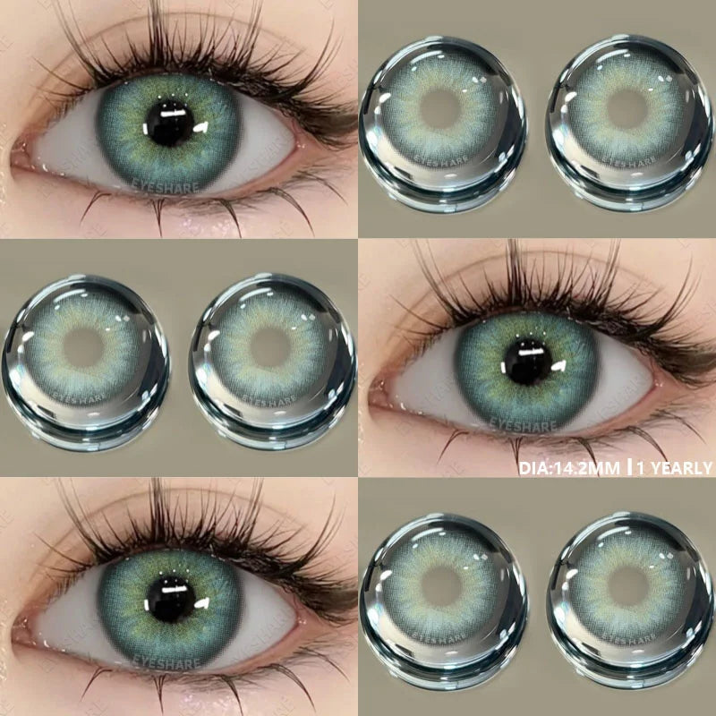 1Pair Color Contact Lenses for Eyes Natural Brown Lenses Fashion Blue Lenses Green Eye Contacts Yearly Use Eye Lens