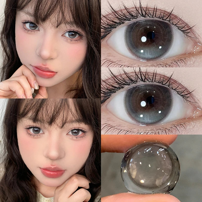 1 Pair Brown Eye Lenses Korean Natural Lenses Color Year Contact Lenses Eyes with Degree Black Beautiful Pupil 0-8 Degree