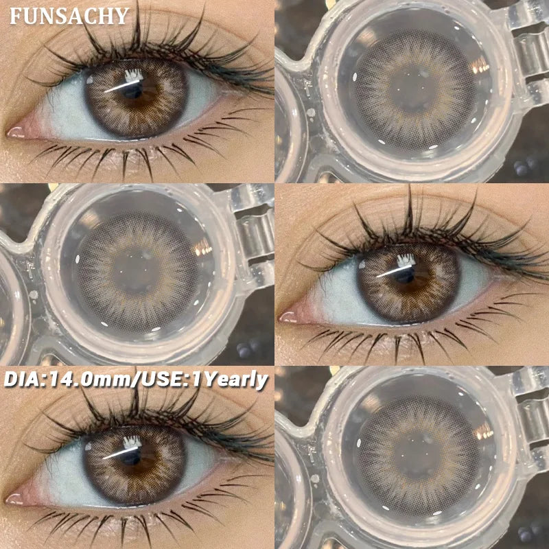 1 Pair Colored Contact Lenses BROWN Natural Eye Contacts Super Natural Lens Gray Color Lens Beautiful Pupils Cosmetics