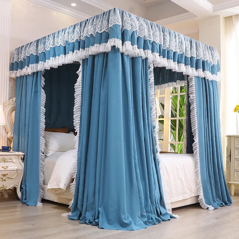 Princ Sle Double Layer Floor Length Court Mosquito Net Inteated Tee Door Opening Dust Proof Bed Curtain Bed Canopy