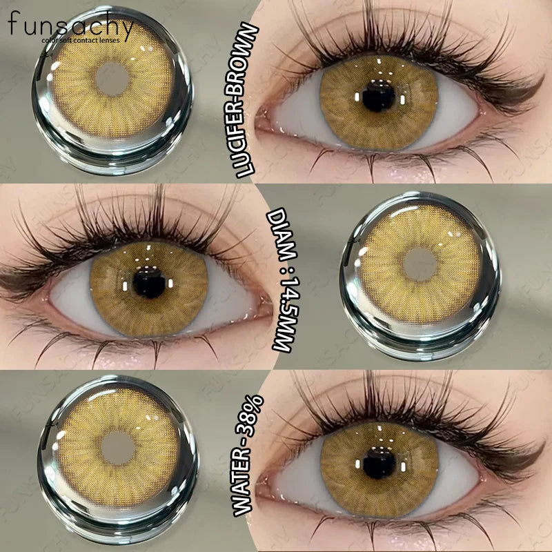 2PCS Colored Eye Lenses Brown Colorcon Contact Lenses Grey High Quality Natural Pupils Blue Cosmetic Beauty Lens Yearly