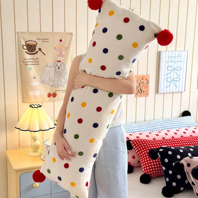 1PC 40x115cm INS Plush Long Milk Velvet Pillow Case for Women Sleeping Side Soft Pom-pom Ball Pillowcase Cover Home Decoration
