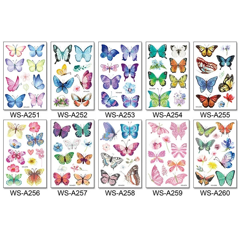 Butterfly Skin Tattoo Sticker False Tattoo Temporary Body Arm Face Makeup Tattoo Removable Butterfly Pattern Sticker for Childre