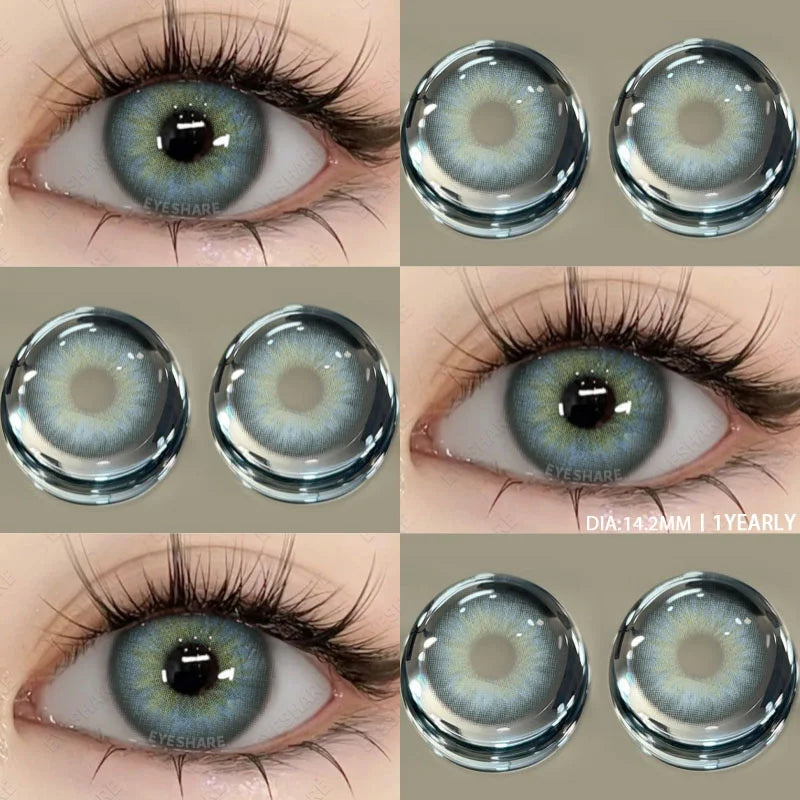 1Pair Color Contact Lenses for Eyes Natural Brown Lenses Fashion Blue Lenses Green Eye Contacts Yearly Use Eye Lens