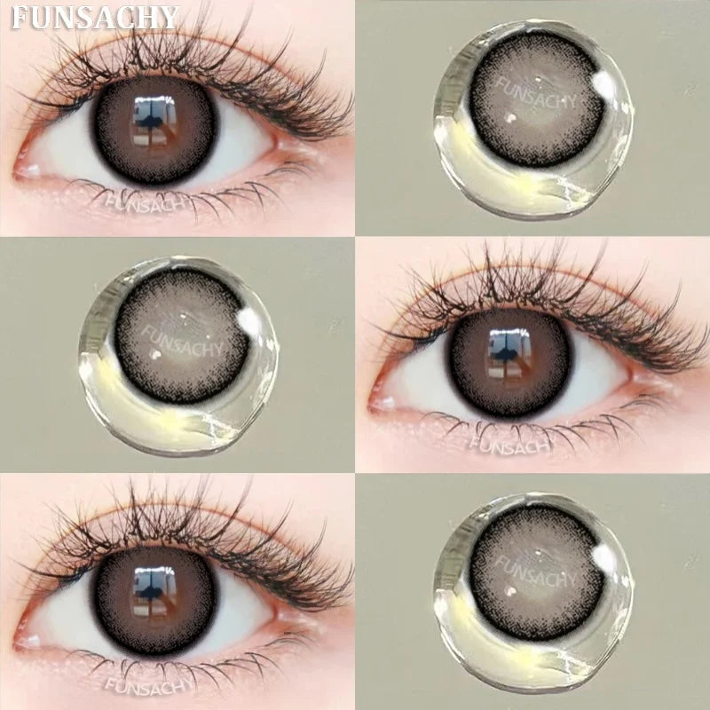 1pair Colorcon Contact Lenses Green Color Lens Natural Brown Eye Contacts Gray Pupils Beautiful Cosmetic Yearly Lenses