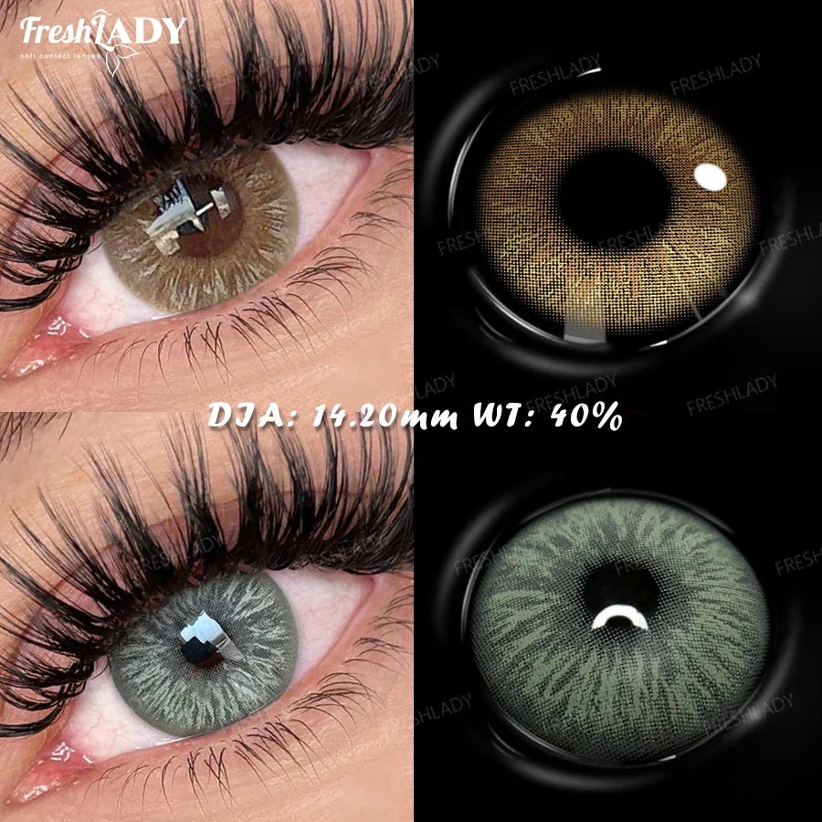 1 Pair Colored Contact Lenses Natural Brown Pupils Eyes Contact lenses Gray Soft Contacts 14.20mm