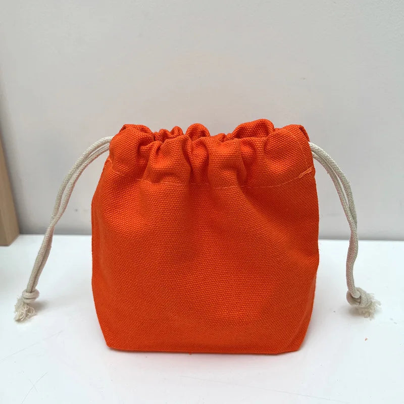 5Pcs Color Drawstring Pouches Portable Gift Blank Bags For DIY Cotton Hemp Bags Jewelry Display Packaging Storage