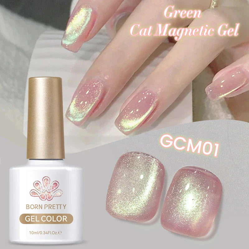 10ml Leopard Cat Magnetic Eye Gel Nail Polish Autumn Night Coffee Brown Glass Beads Soak Off UV LED Manicure Nail Ar