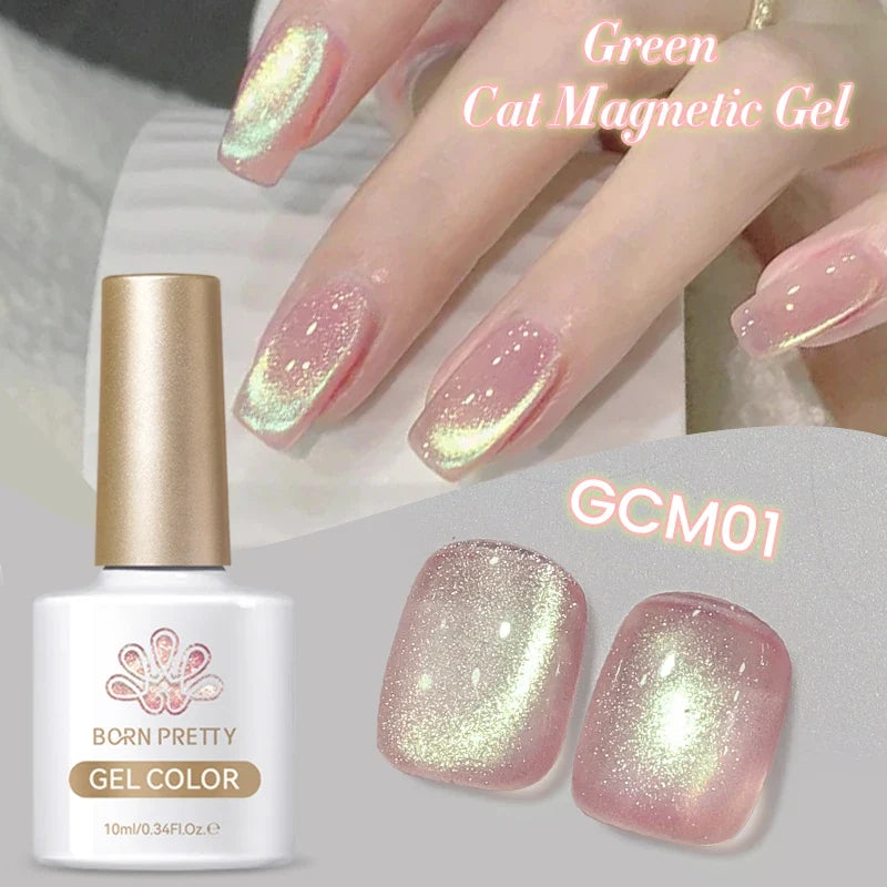 Pink Light Flow Cat Magnetic Gel Nail Polish 10ml Holographics Shining Line Magnetic Long Lasting DIY Salon Varinsh