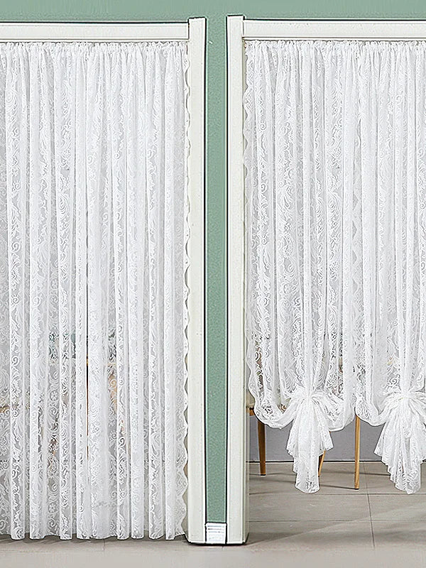 Bedroom Door Curtain French Style Lace Door Drape for Balcony And Bay Window White Girl's Decorative Partition Curtain