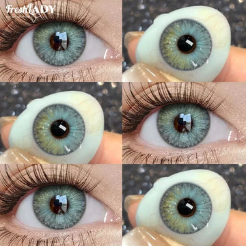 1 Pair Green Blue Colored Contact Lenses Natural Pupils Eyes Soft lenses Soft Contacts 14.20mm