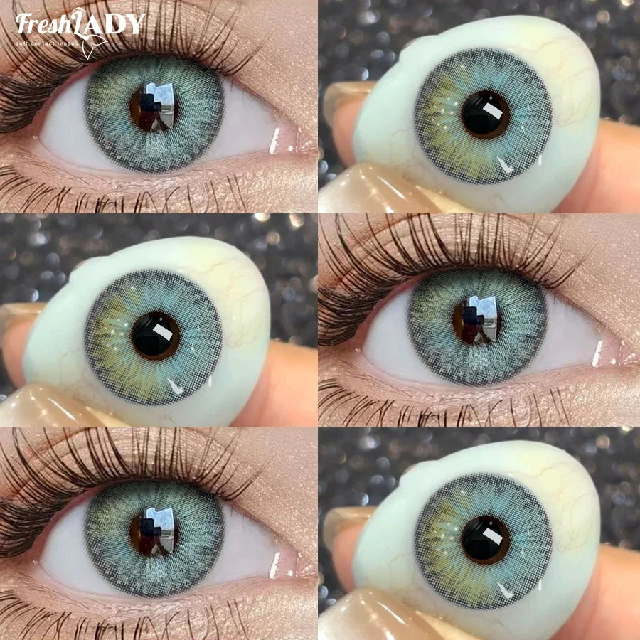 1 Pair Green Blue Colored Contact Lenses Natural Pupils Eyes Soft lenses Soft Contacts 14.20mm