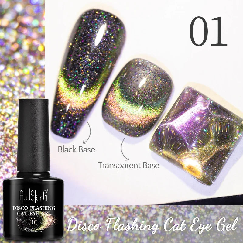 7.5ml Golden Gradient Cat Eye Nail Polish Gel Phototherapeutic Gel Soak Off Nail Magnetic Gel Polish Nail Art DlY