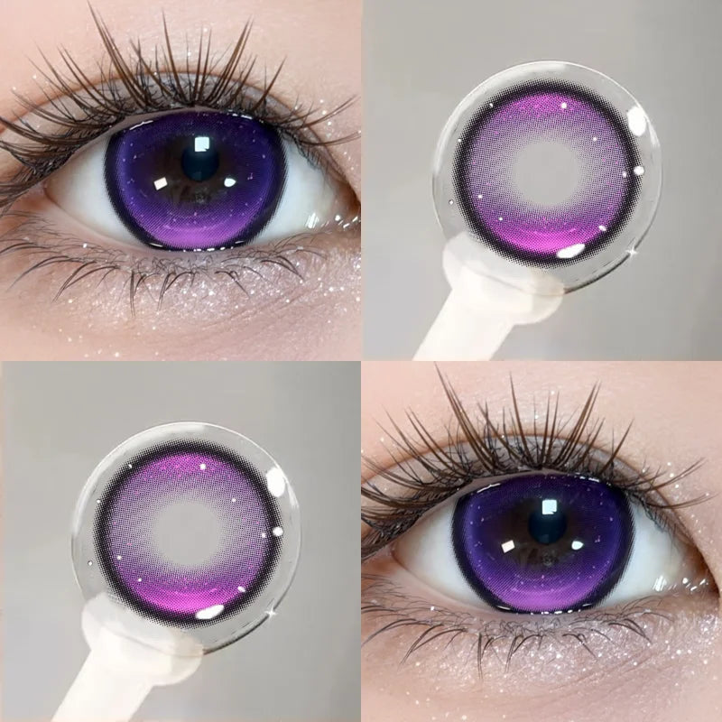 1 Year 2Pcs Korean Cosplay Colored Contact Lenses Cyber Pink Anime Halloween Foggy Red Color with Power