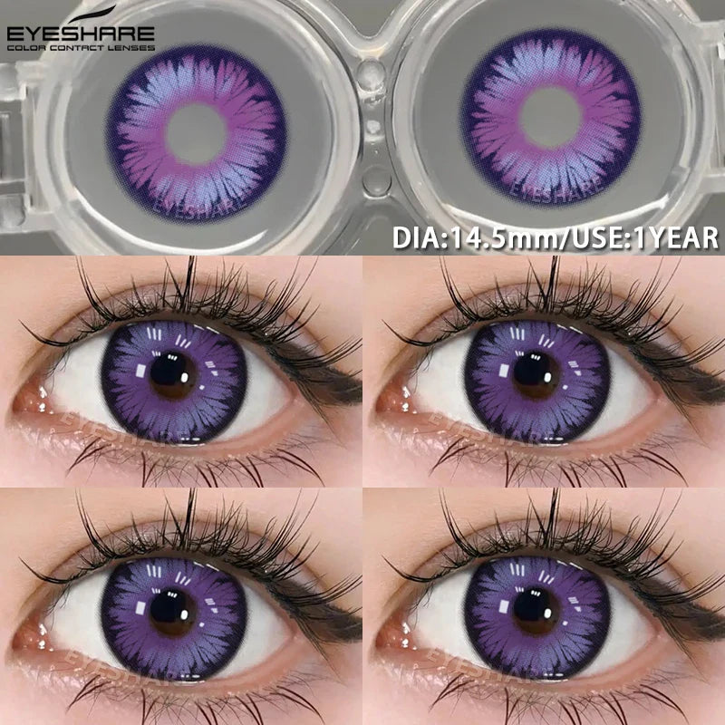1 Pair Colored Contact Lenses Pink Contact Lenses Purple Fashion Makeup Contact Lenses Eye Cosplay Lenses Yearly Use
