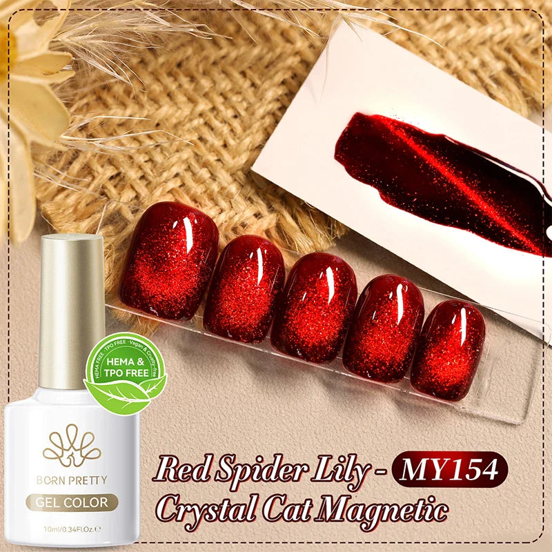 10ml Leopard Cat Magnetic Eye Gel Nail Polish Autumn Night Coffee Brown Glass Beads Soak Off UV LED Manicure Nail Ar
