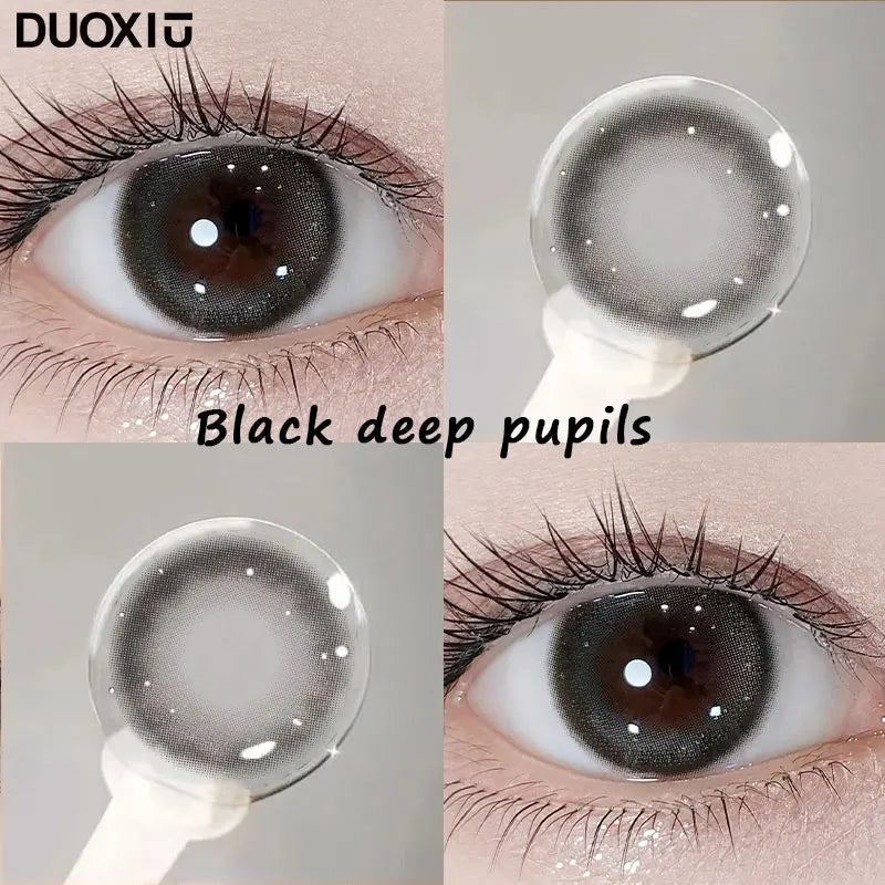 1 Pair Big Eyes Black Lenses Korean Natural Lenses Color Contact Lenses Eyes with Gray Beautiful Pupil Lenses Yearly