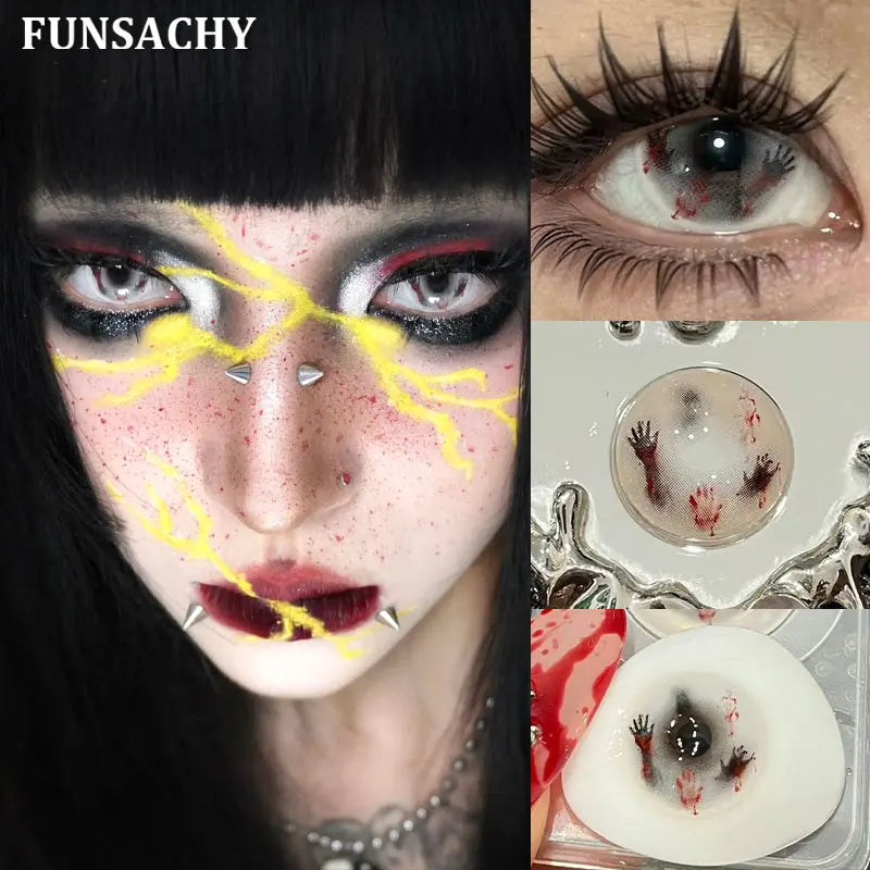 Cosplay Lenses White Black Contact Lenses for Halloween Party Makeup Contact Lens 14.0mm/14.5mm Anime Cosplay Softlens